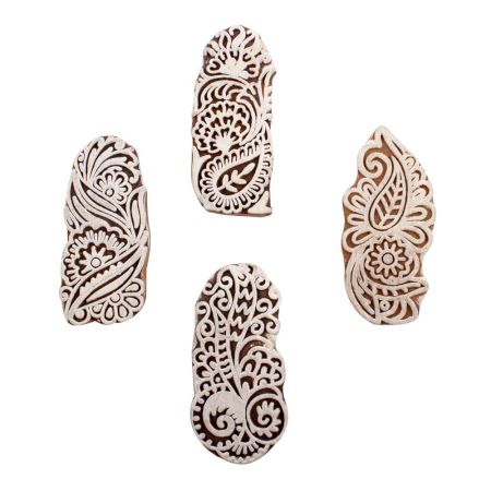 Set of 4 Piece New Mix Wooden Printing Blocks